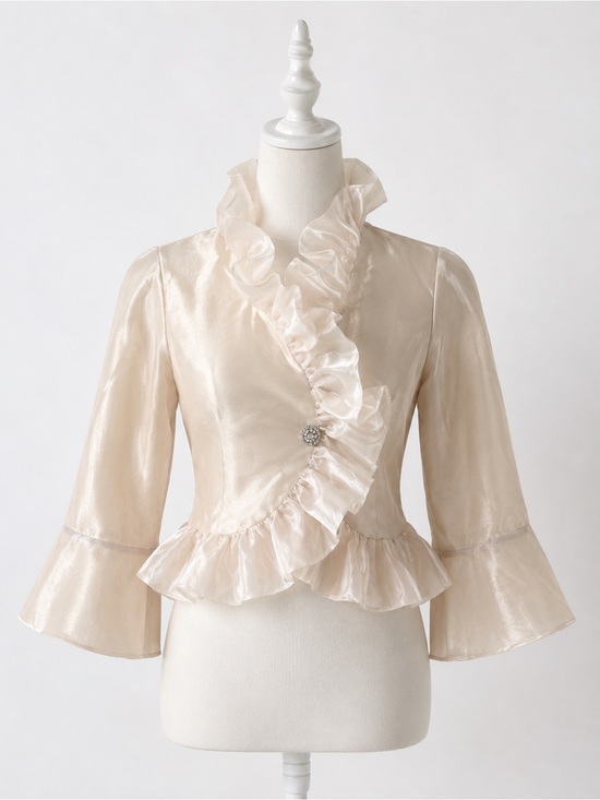 Tops - VintageElegant Cream Ruffled Blouse